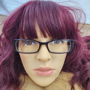 💜Vintage Rampage Black & Purple Eyeglasses & Leopard Hardshell Case